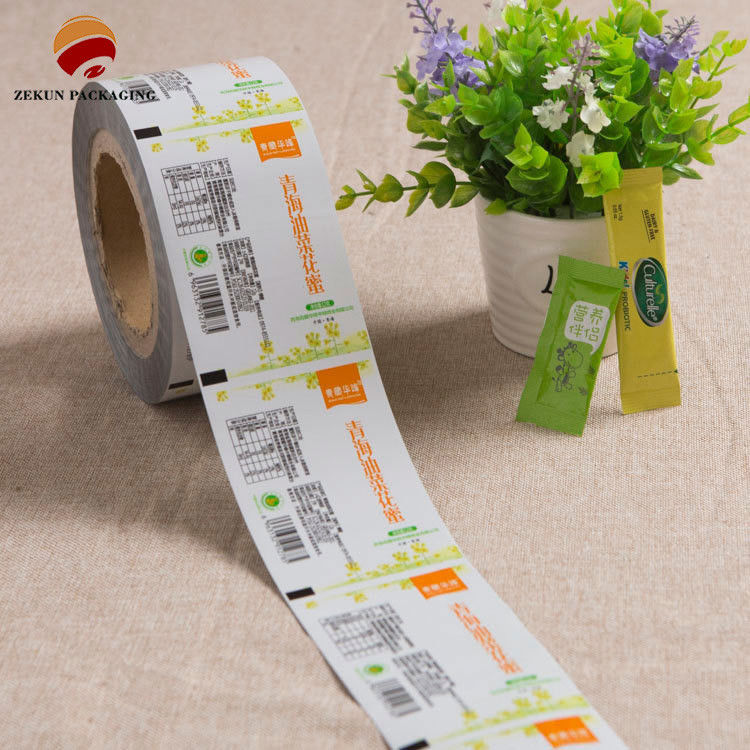 ฟิล์มม้วนบรรจุแบบยืดหยุ่น CMYK / PANTON ที่กําหนดเอง ด้วยการออกแบบ Zip Lock สําหรับความจุ 250g ให้ความชื้น