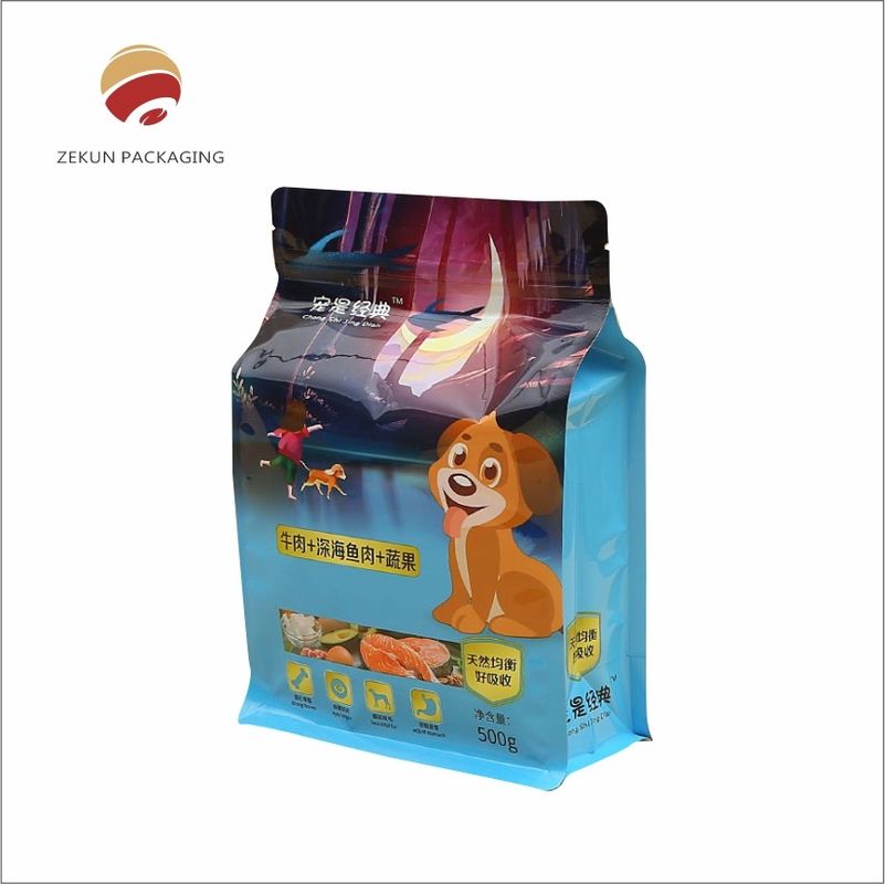 กระเป๋าอาหารสัตว์เลี้ยงที่กําหนดเอง สีสดใส ซิปเปอร์ด้านบน กันความชื้น การพิมพ์ Gravure