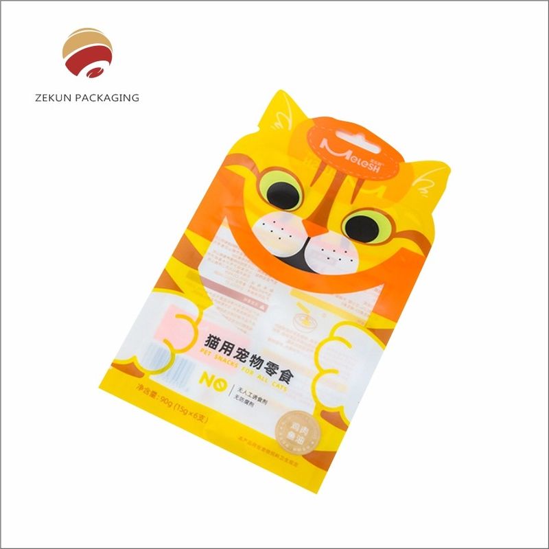 กระเป๋าอาหารสัตว์เลี้ยงที่กําหนดเอง สีสดใส ซิปเปอร์ด้านบน กันความชื้น การพิมพ์ Gravure
